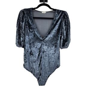 Free People Don’t You Wish Velvet Bodysuit in Sunflower Seed Size Medium
